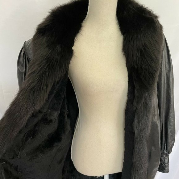 J. Percy for Marvin Richards LONG Duster Leather Jacket Fox Fur Lined Jacket M - Picture 8 of 11